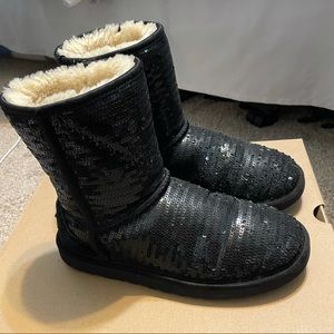 Black sequin UGG boots